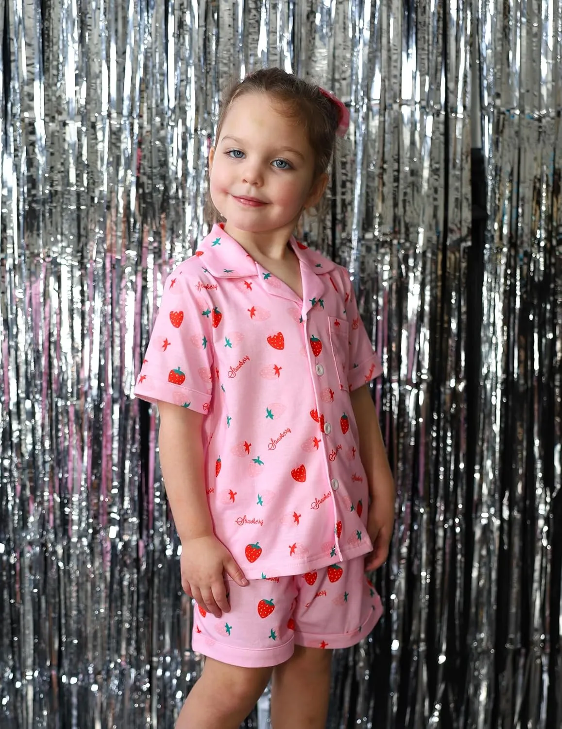 Arshiner Girls Pajamas Sets Short Sleeve Kids Pjs Button Down Sleepwear