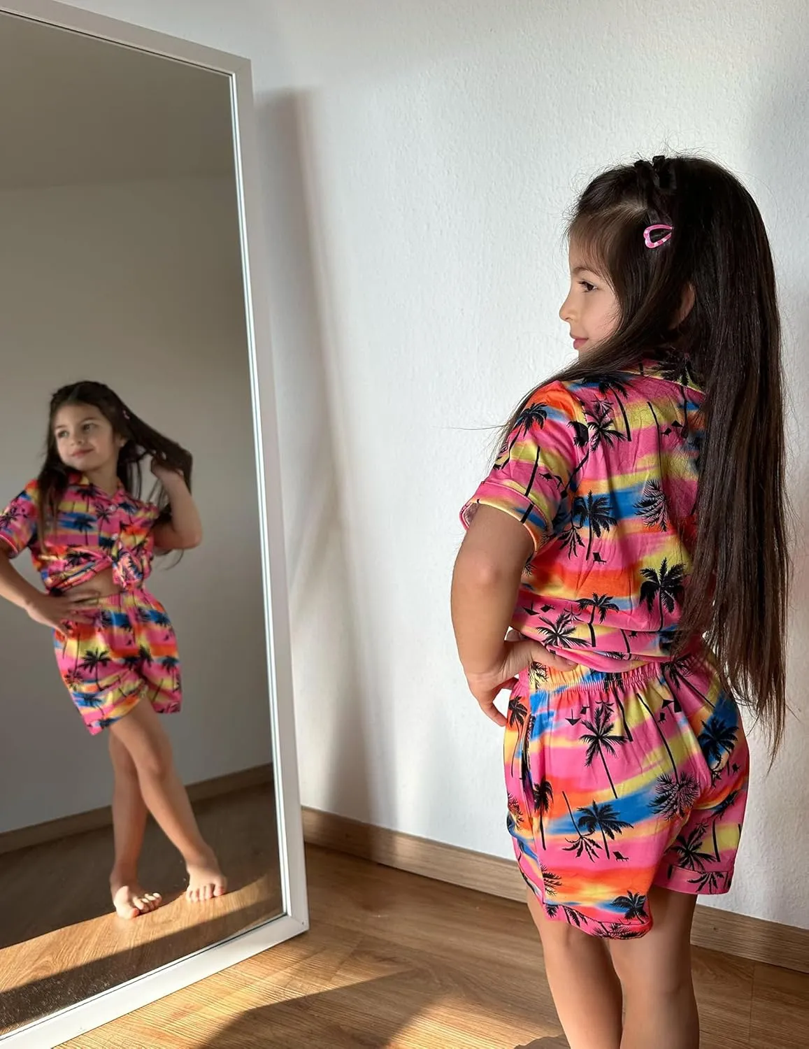 Arshiner Girls Pajamas Sets Short Sleeve Kids Pjs Button Down Sleepwear