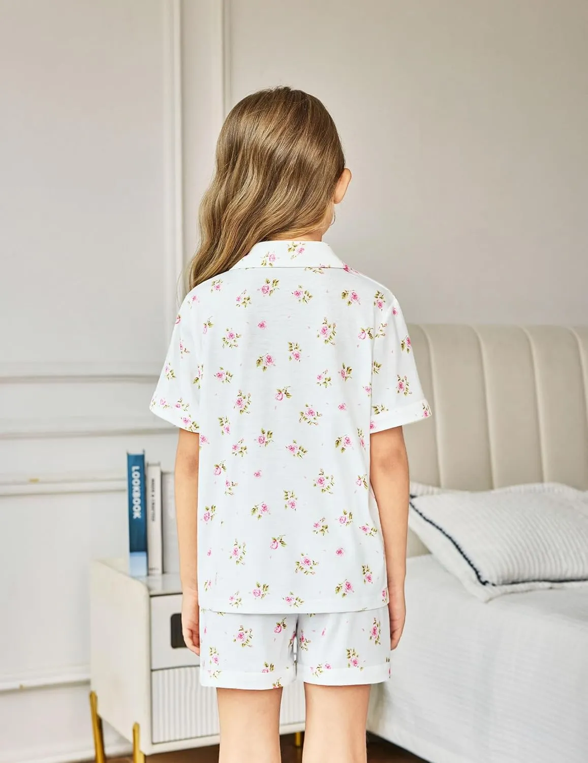 Arshiner Girls Pajamas Sets Short Sleeve Kids Pjs Button Down Sleepwear