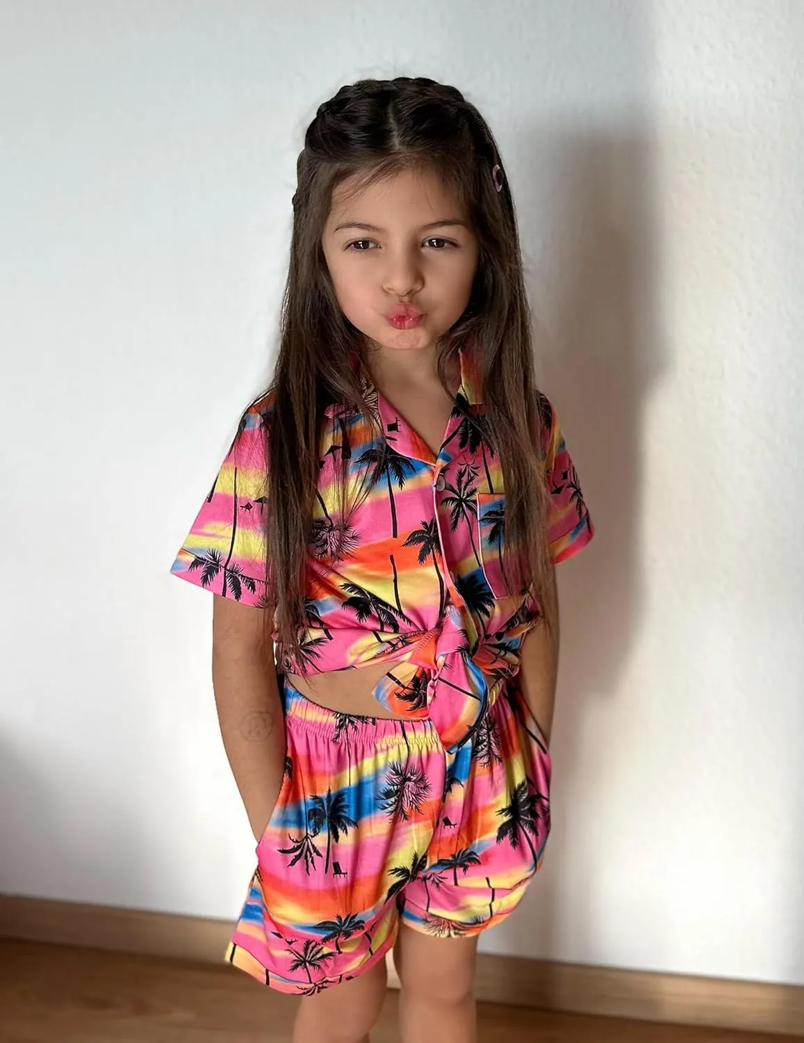 Arshiner Girls Pajamas Sets Short Sleeve Kids Pjs Button Down Sleepwear
