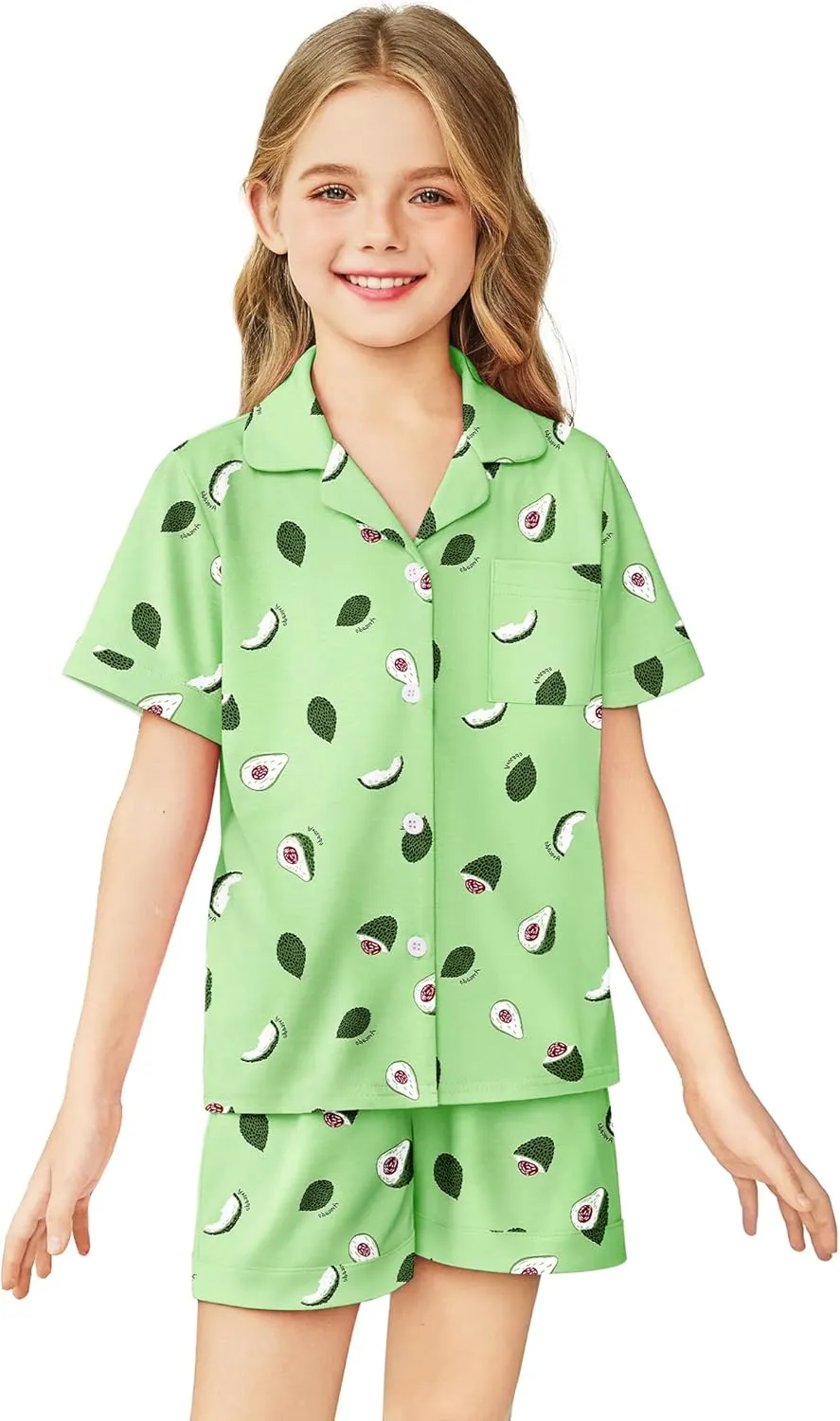 Arshiner Girls Pajamas Sets Short Sleeve Kids Pjs Button Down Sleepwear