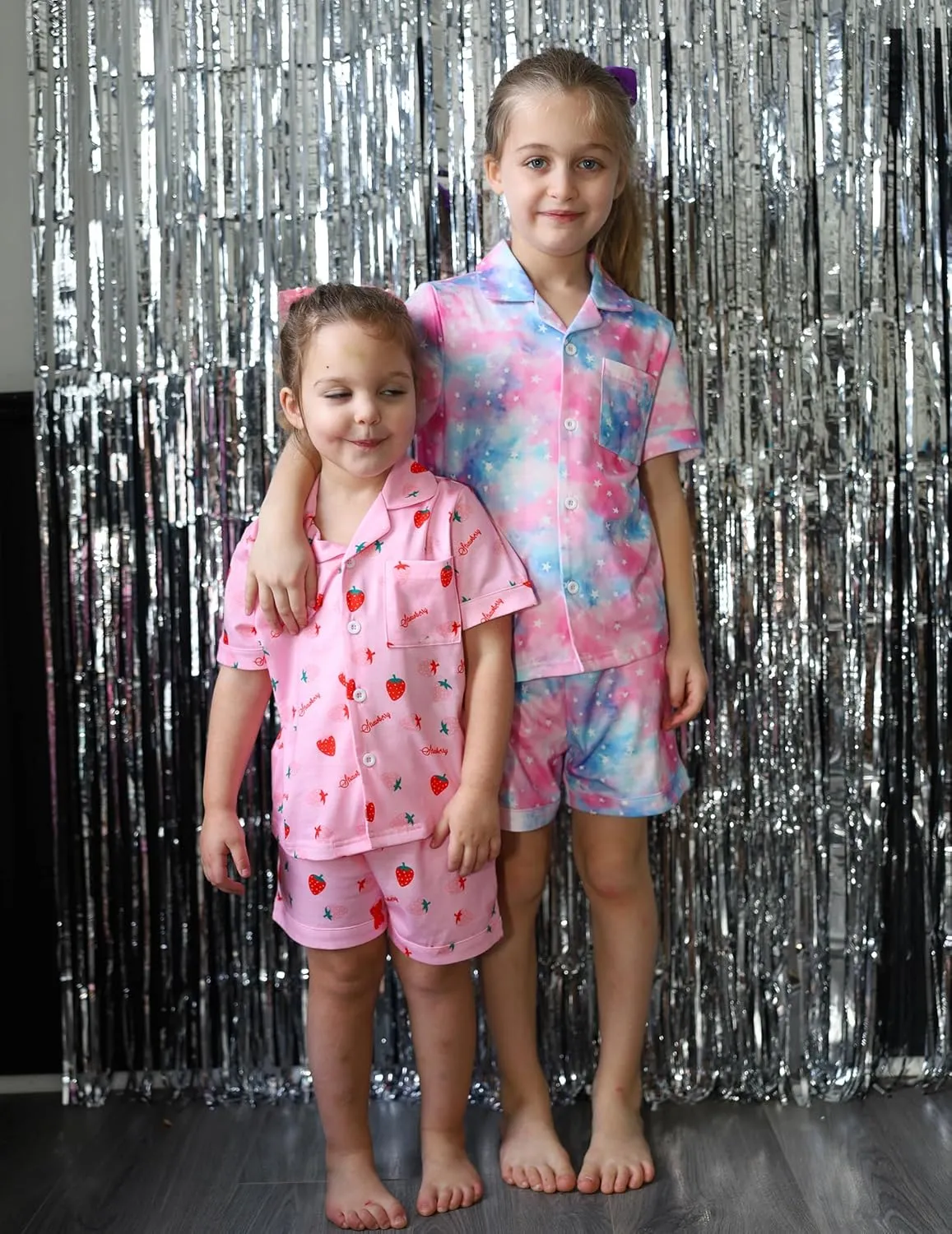 Arshiner Girls Pajamas Sets Short Sleeve Kids Pjs Button Down Sleepwear