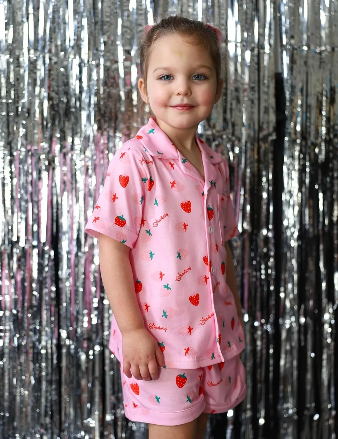 Arshiner Girls Pajamas Sets Short Sleeve Kids Pjs Button Down Sleepwear