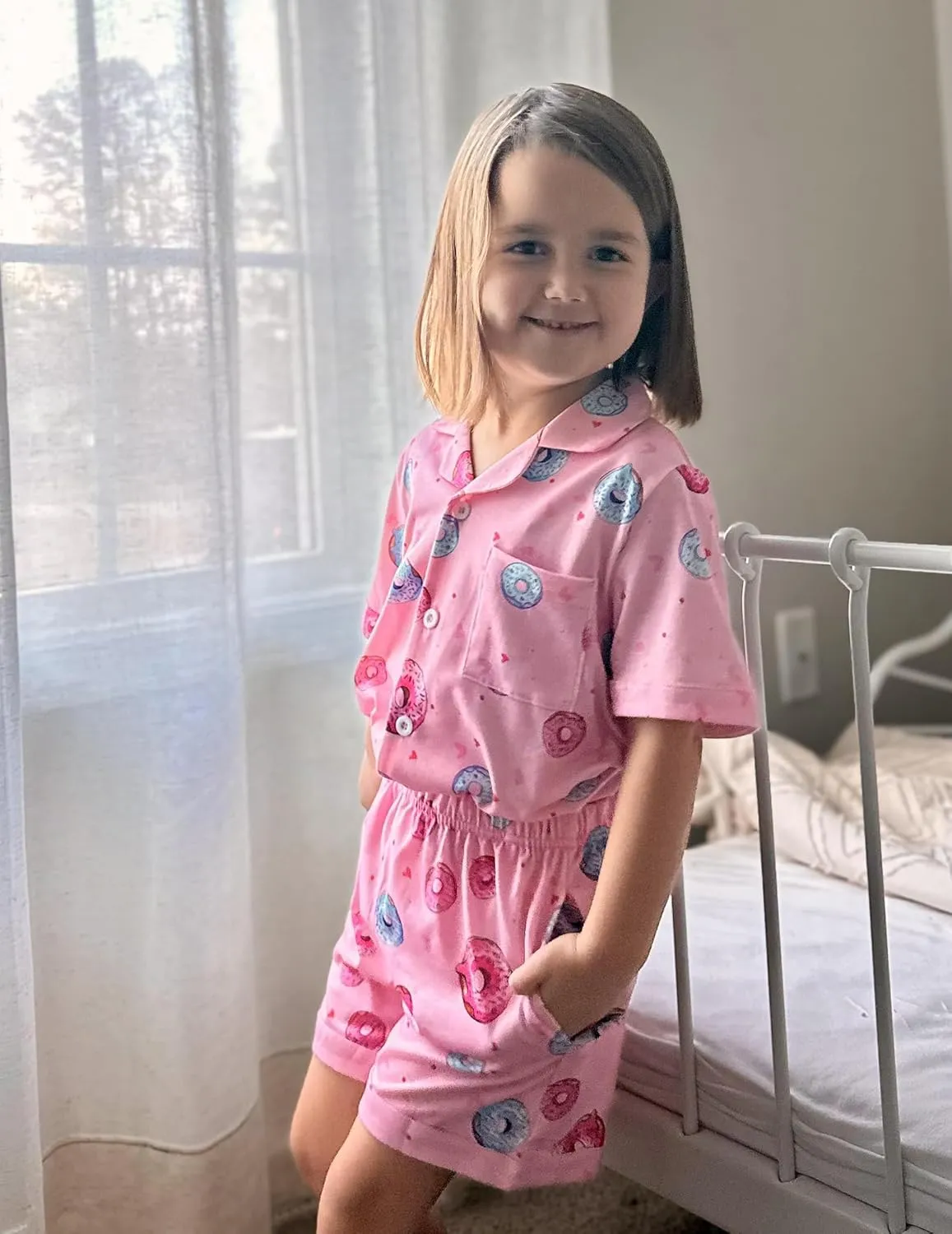 Arshiner Girls Pajamas Sets Short Sleeve Kids Pjs Button Down Sleepwear