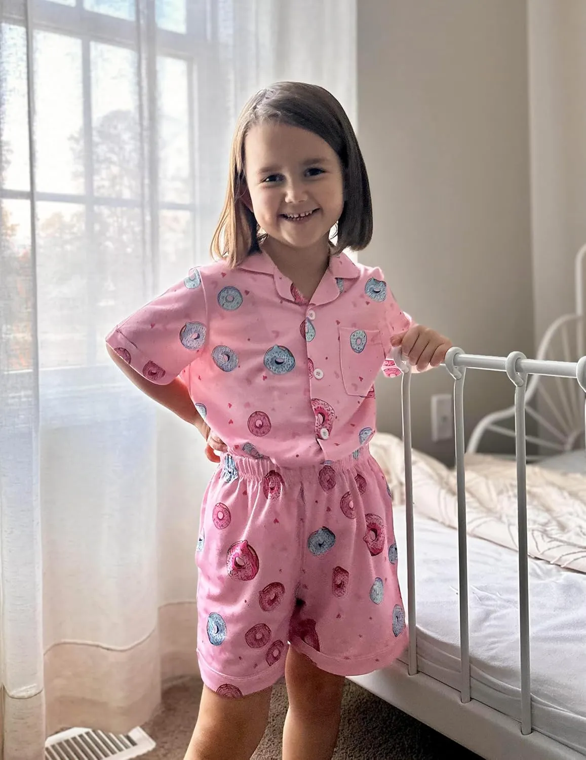 Arshiner Girls Pajamas Sets Short Sleeve Kids Pjs Button Down Sleepwear