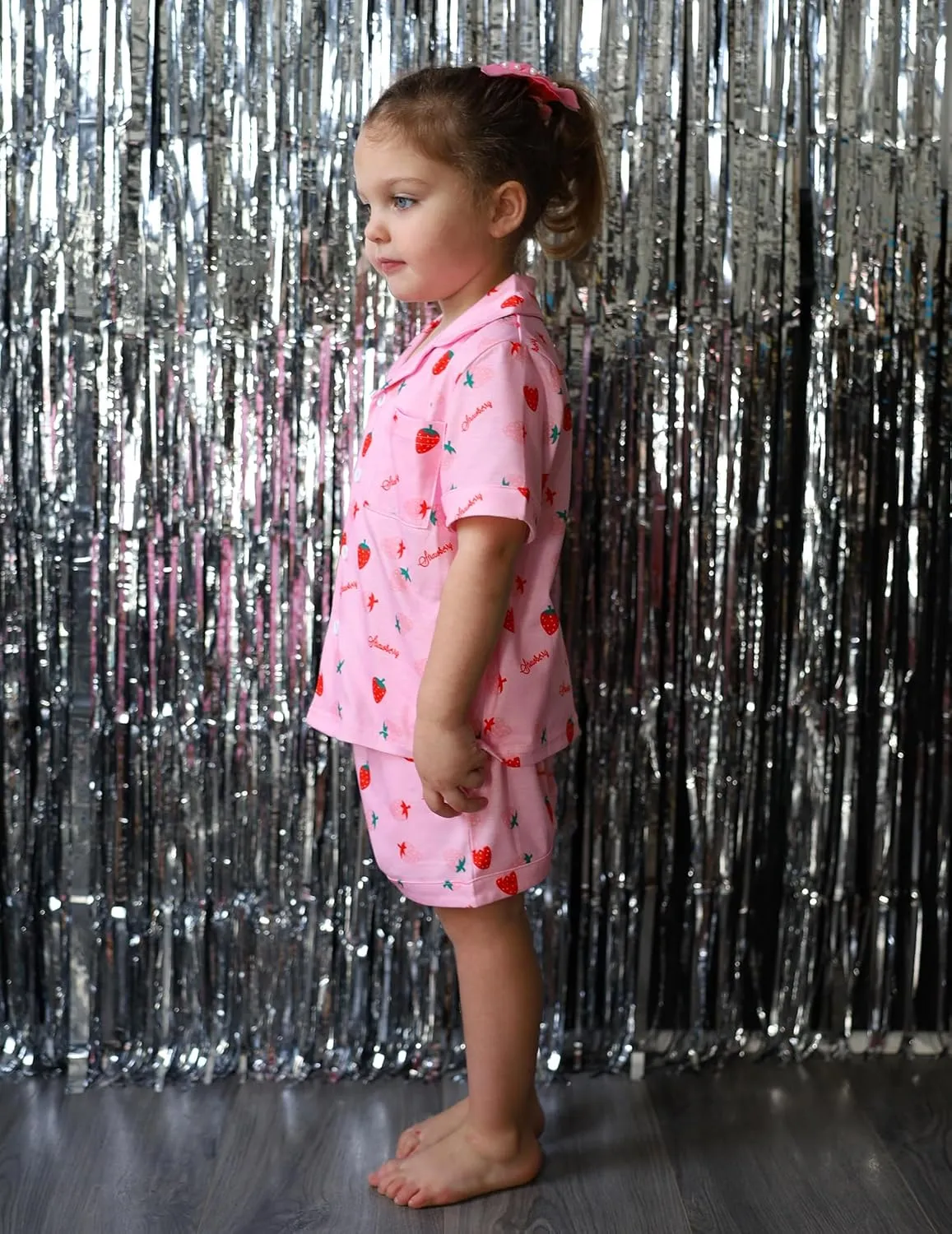Arshiner Girls Pajamas Sets Short Sleeve Kids Pjs Button Down Sleepwear