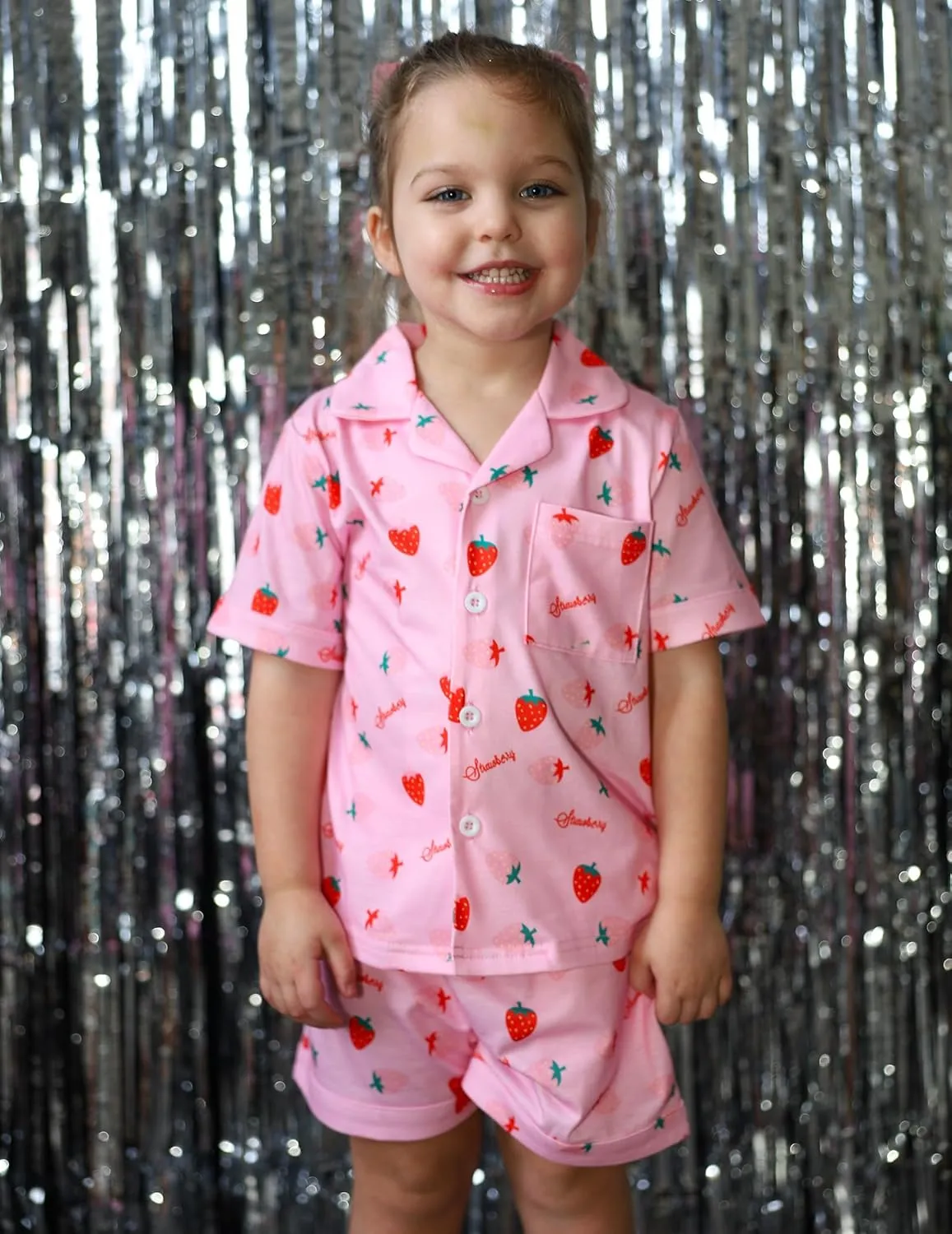 Arshiner Girls Pajamas Sets Short Sleeve Kids Pjs Button Down Sleepwear