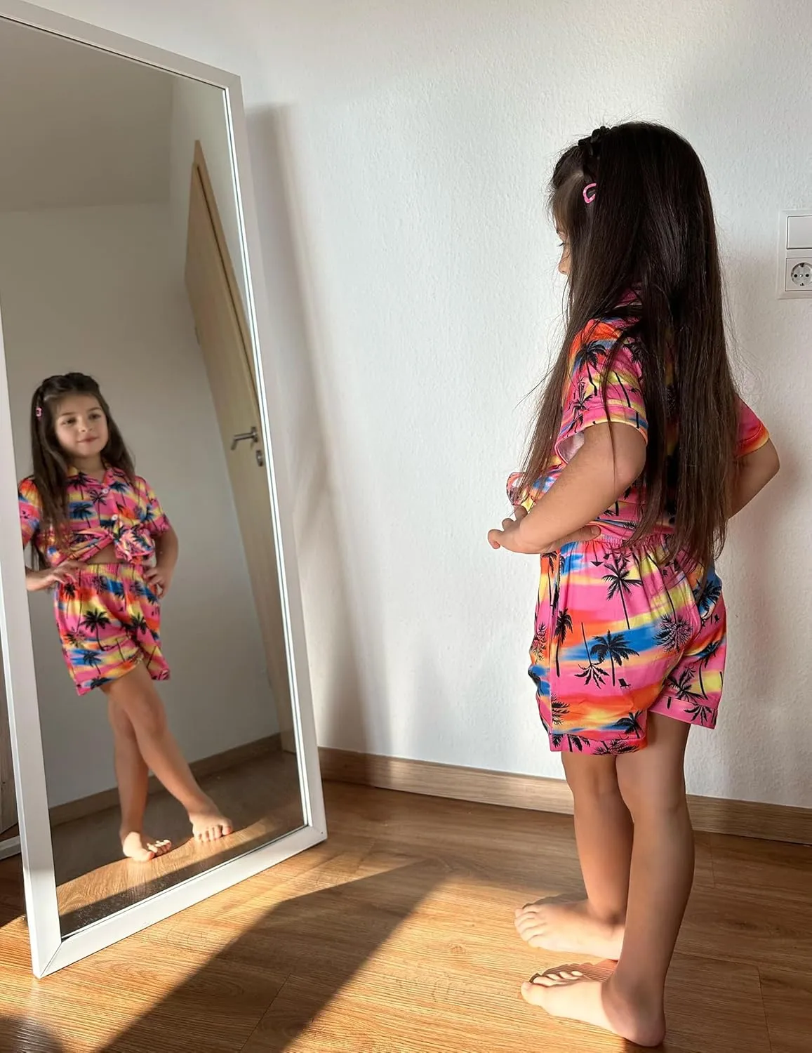 Arshiner Girls Pajamas Sets Short Sleeve Kids Pjs Button Down Sleepwear
