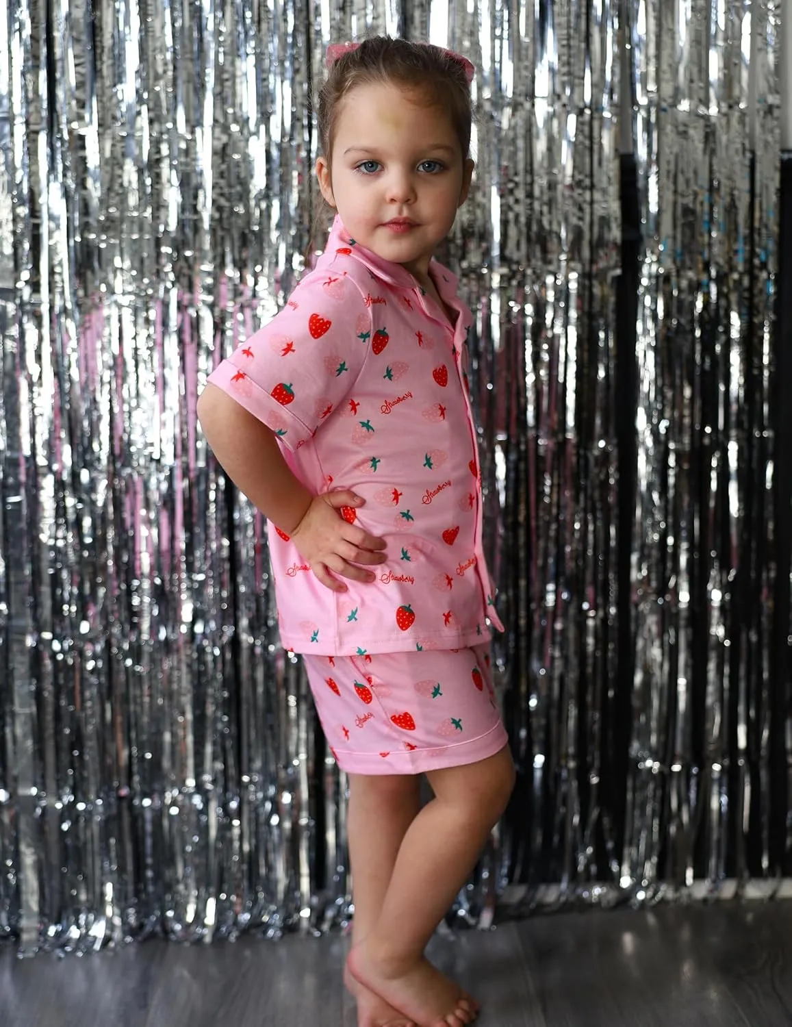 Arshiner Girls Pajamas Sets Short Sleeve Kids Pjs Button Down Sleepwear