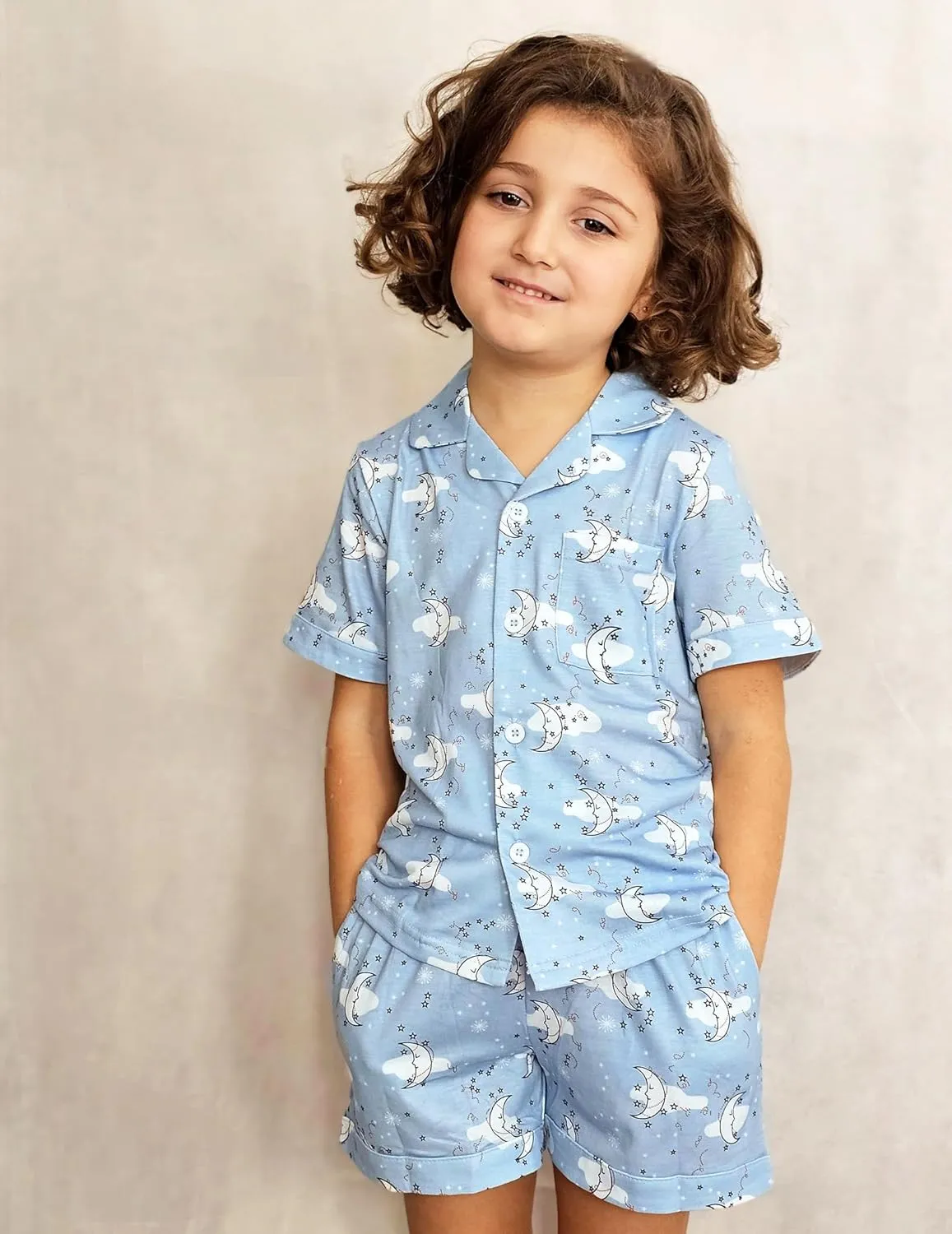 Arshiner Girls Pajamas Sets Short Sleeve Kids Pjs Button Down Sleepwear
