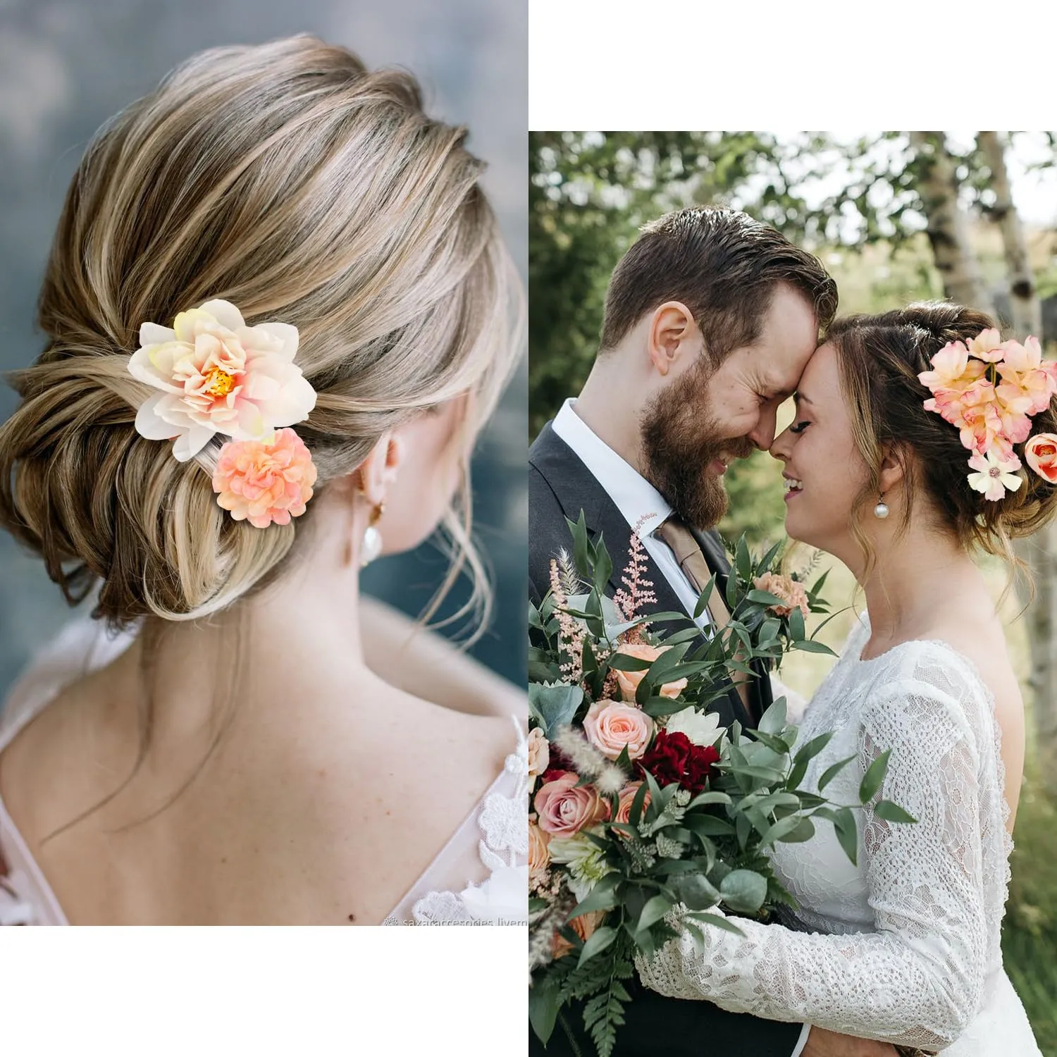 Atoden Flower Hair Clips Hawaiian Realistic Bohemian Flower Hair Clips 16 Pcs Pink Boho Hawaii Clips Artificial Rose Tropical Floral Hair Barrettes Wedding Bridal Hair Accessories for Women Girls