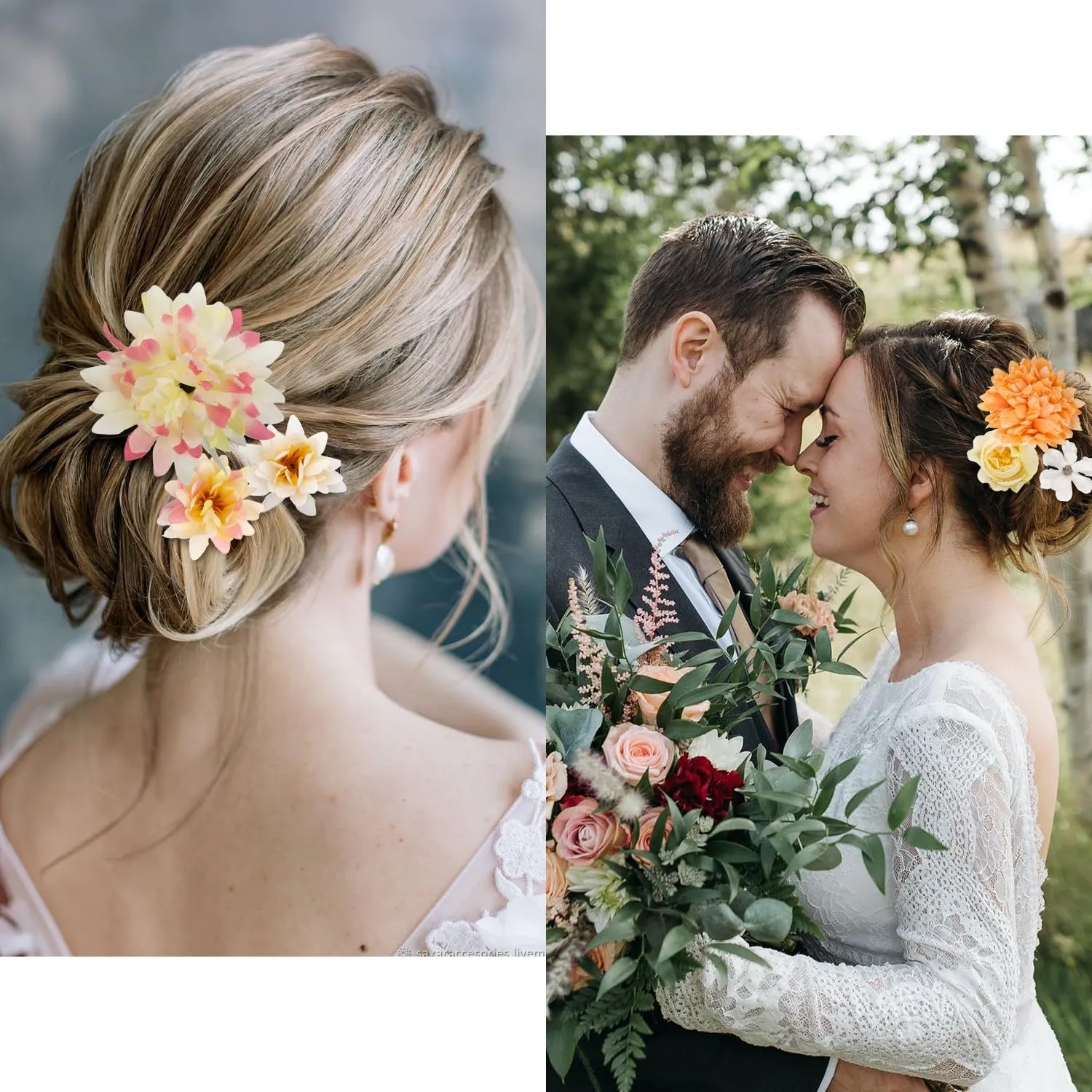 Atoden Hawaiian Flower Hair Clips Realistic Bohemian Flower Hair Clips 20 Pcs Hawaii Boho Clips Artificial Rose Tropical Floral Hair Barrettes Wedding Bridal Hair Accessories for Women Girls