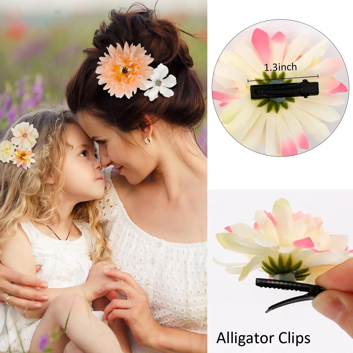 Atoden Hawaiian Flower Hair Clips Realistic Bohemian Flower Hair Clips 20 Pcs Hawaii Boho Clips Artificial Rose Tropical Floral Hair Barrettes Wedding Bridal Hair Accessories for Women Girls