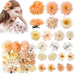 Atoden Hawaiian Flower Hair Clips Realistic Bohemian Flower Hair Clips 20 Pcs Hawaii Boho Clips Artificial Rose Tropical Floral Hair Barrettes Wedding Bridal Hair Accessories for Women Girls