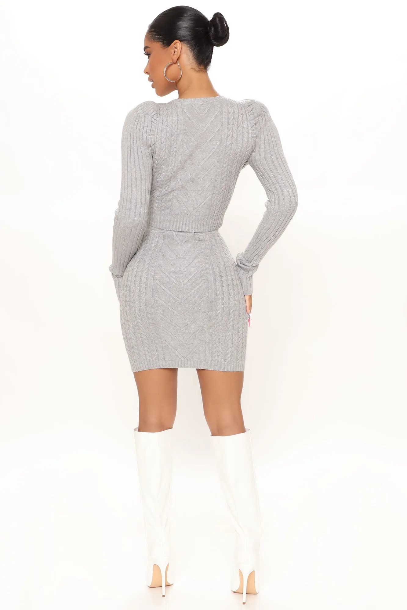 Aubree Sweater Skirt Set - Heather Grey