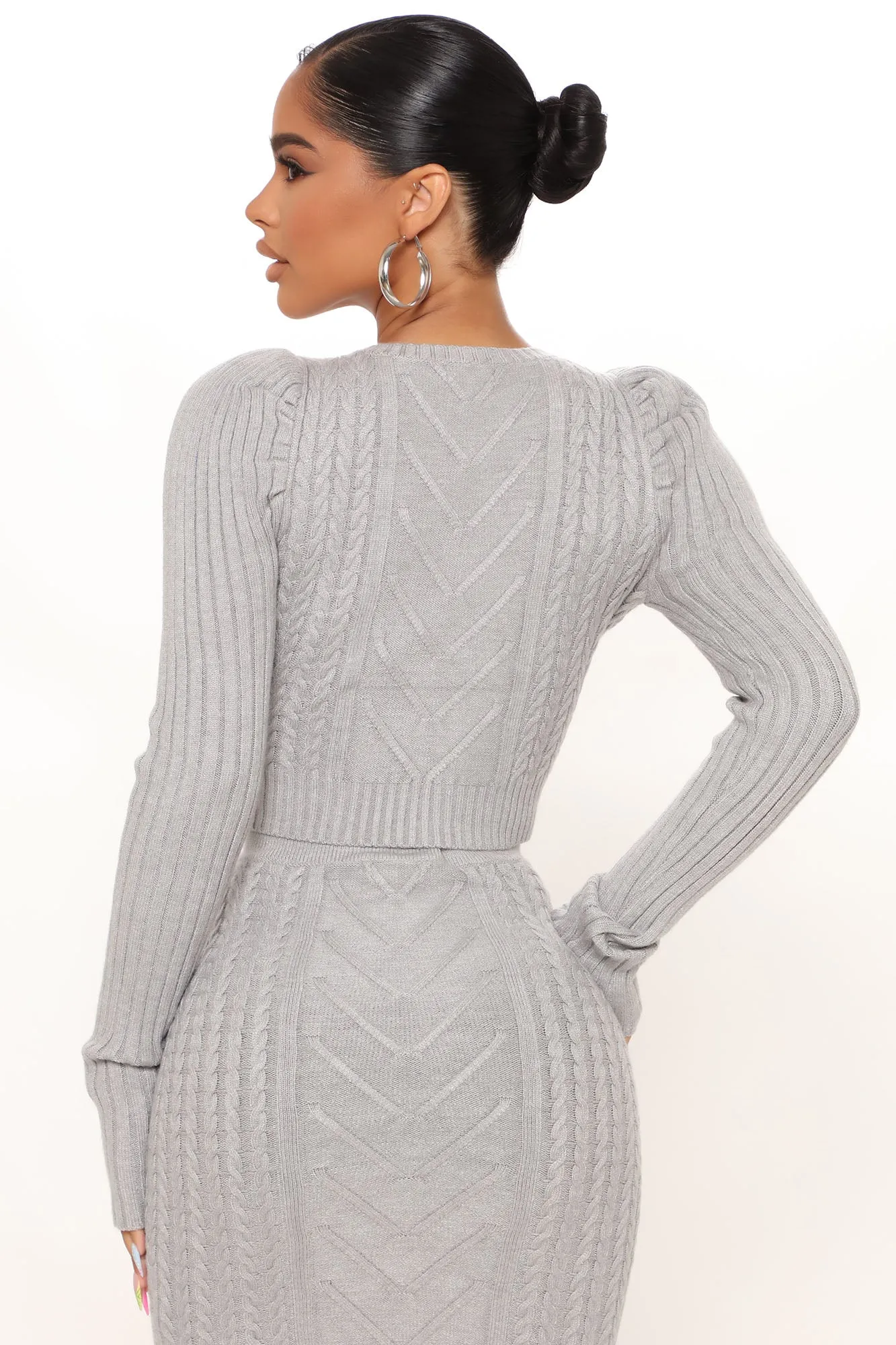 Aubree Sweater Skirt Set - Heather Grey