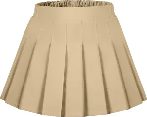 Auranso Girls Pleated Skirt Kids Tennis Elastic Waist Uniform Plaid Skirt 4-14 Y