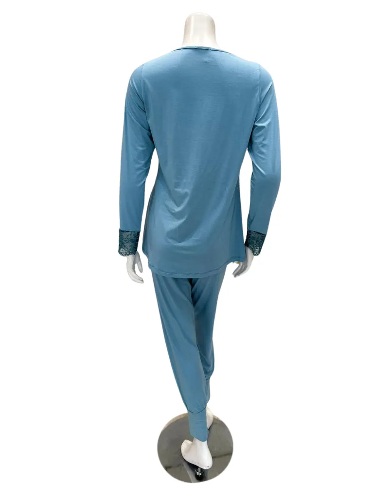 B33 Aqua Lace Cuff Pants Modal Pajamas Set