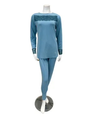 B33 Aqua Lace Cuff Pants Modal Pajamas Set