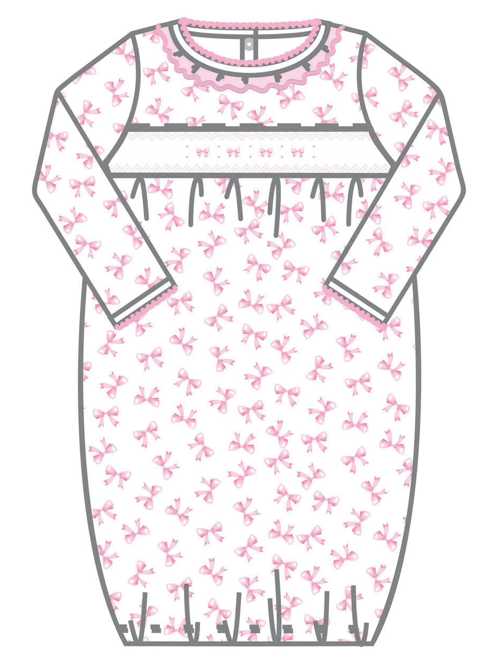Baby Bows Pink Smocked Gown
