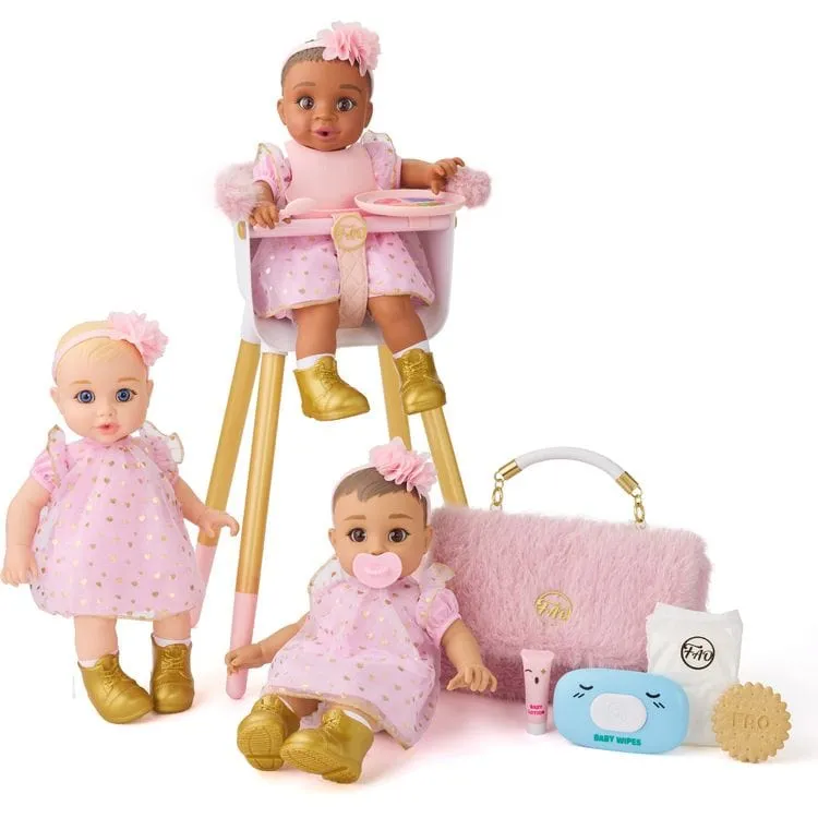 Baby Doll Faux Fur Diaper Bag Set