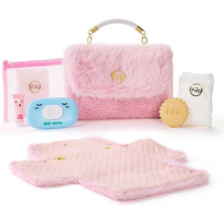 Baby Doll Faux Fur Diaper Bag Set