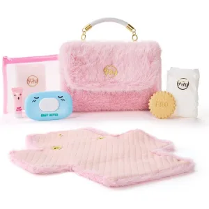 Baby Doll Faux Fur Diaper Bag Set