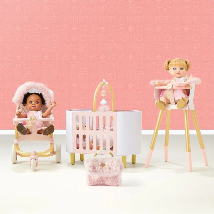 Baby Doll Faux Fur Diaper Bag Set