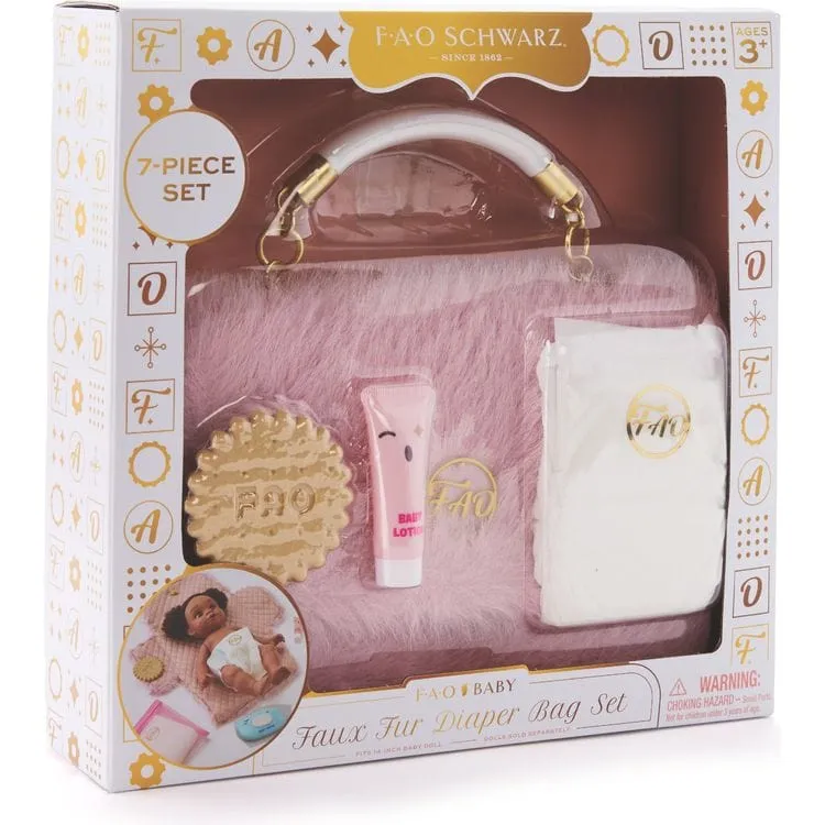 Baby Doll Faux Fur Diaper Bag Set