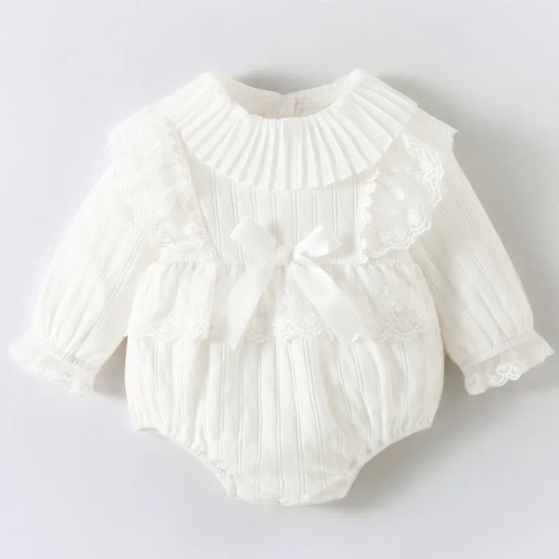 Baby Girls Bow Lace Rompers Wholesale 23020648