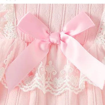Baby Girls Bow Lace Rompers Wholesale 23020648