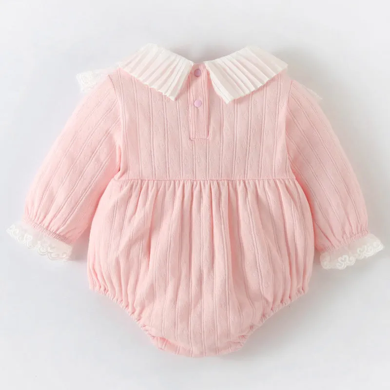 Baby Girls Bow Lace Rompers Wholesale 23020648
