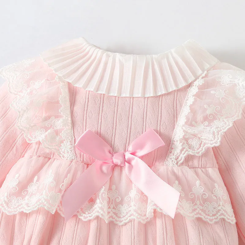 Baby Girls Bow Lace Rompers Wholesale 23020648