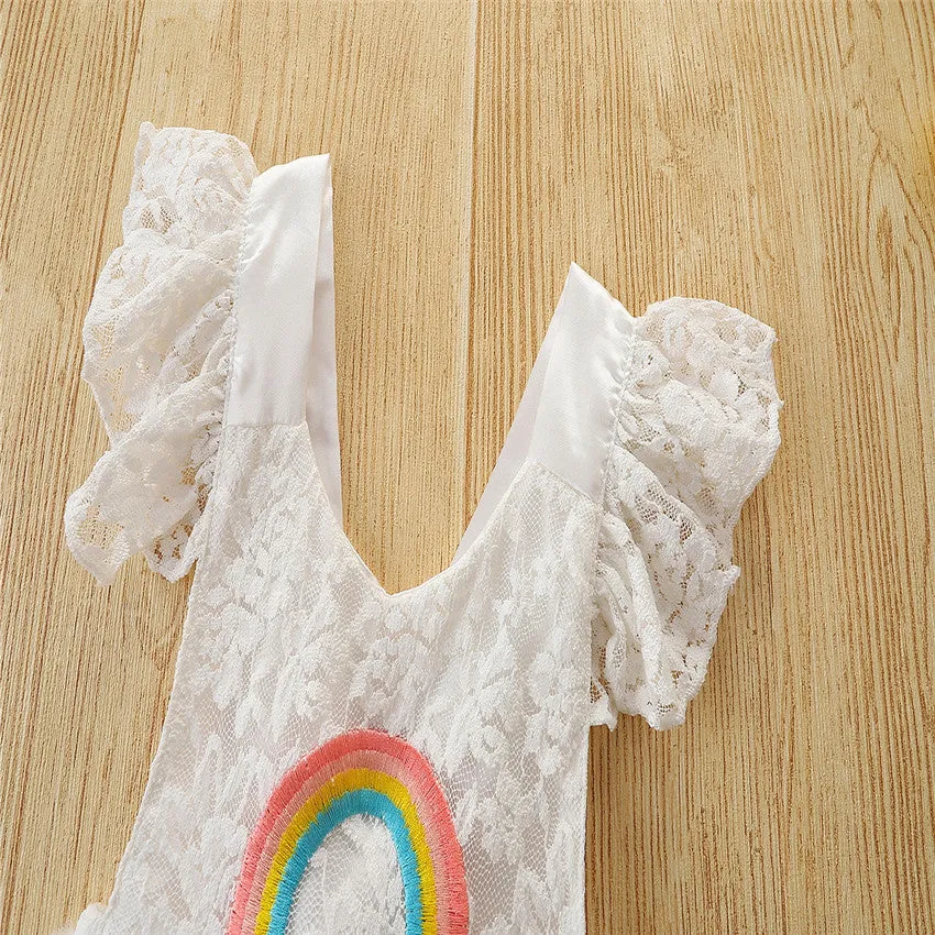 Baby Girls Rainbow Lace Rompers Wholesale 220322280