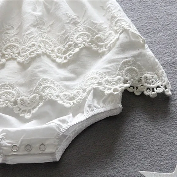 Baby Girls Solid Color Lace Rompers Wholesale 23030202