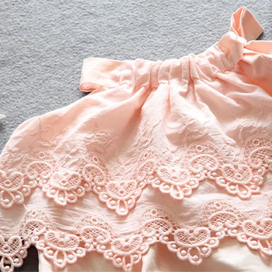 Baby Girls Solid Color Lace Rompers Wholesale 23030202