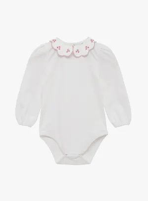 Baby Long Sleeved Petal Floral Body in White/Pink