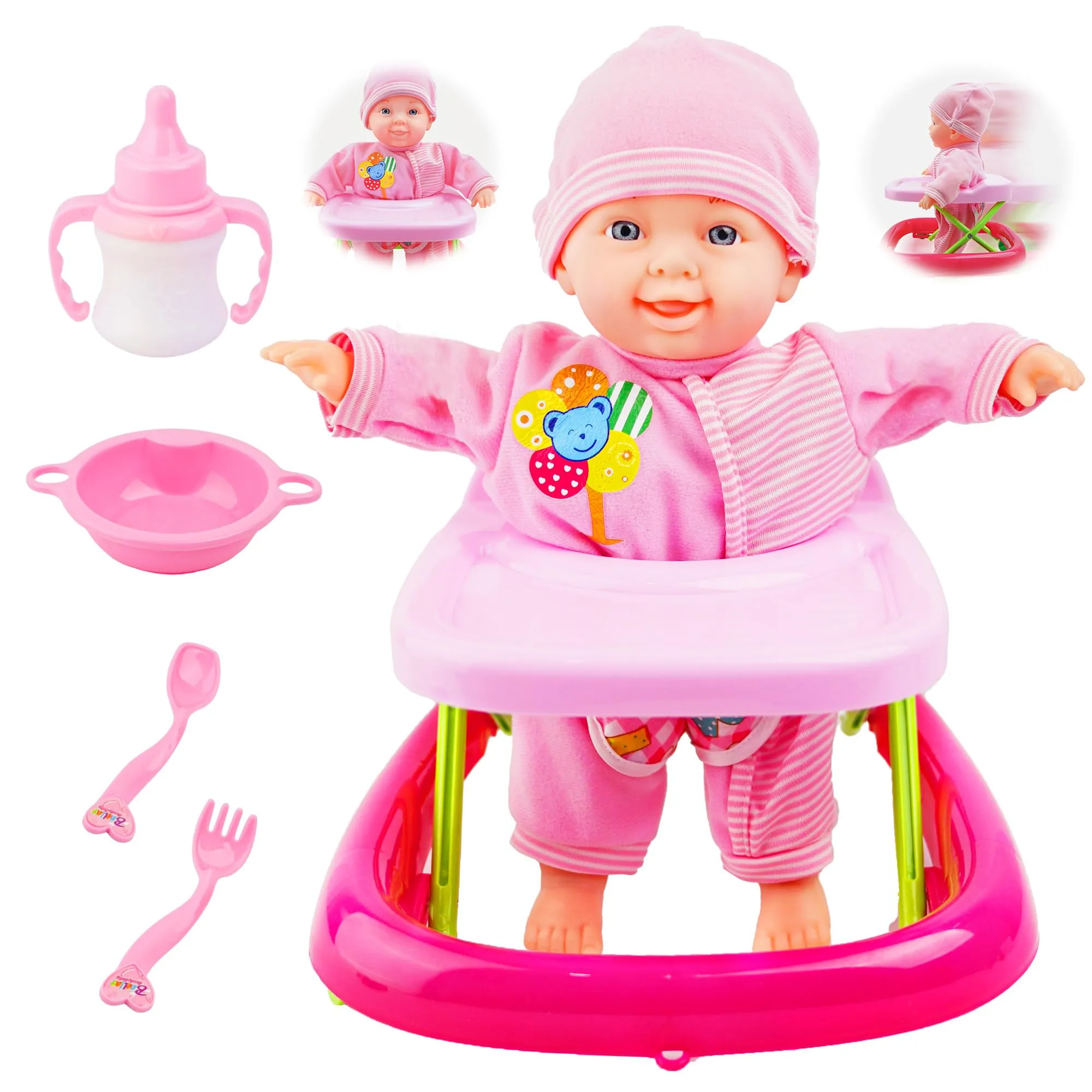 Baby Walker Doll Set with Accessories for Toddlers