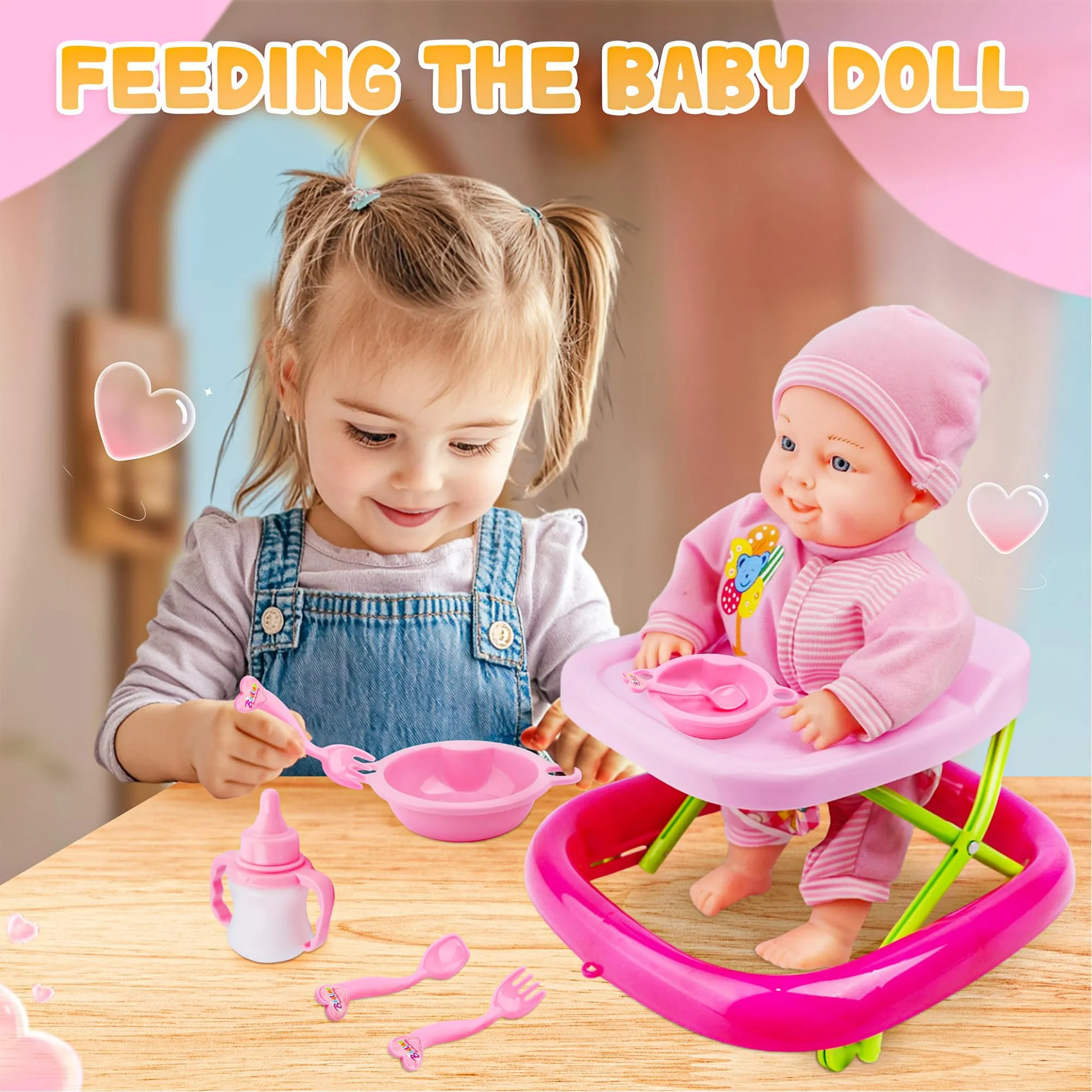 Baby Walker Doll Set with Accessories for Toddlers