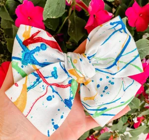 Back to School Paint Swirl Bow Headband | Hair Clip