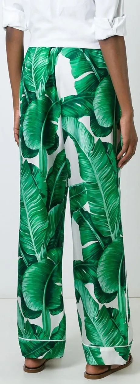 Banana Leaf Print Pajama Top & Pant Set