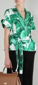 Banana Leaf Print Pajama Top & Pant Set