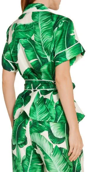 Banana Leaf Print Pajama Top & Pant Set