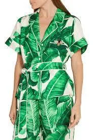 Banana Leaf Print Pajama Top & Pant Set