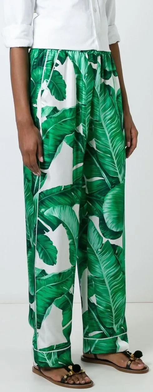 Banana Leaf Print Pajama Top & Pant Set