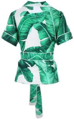Banana Leaf Print Pajama Top & Pant Set