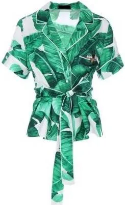 Banana Leaf Print Pajama Top & Pant Set