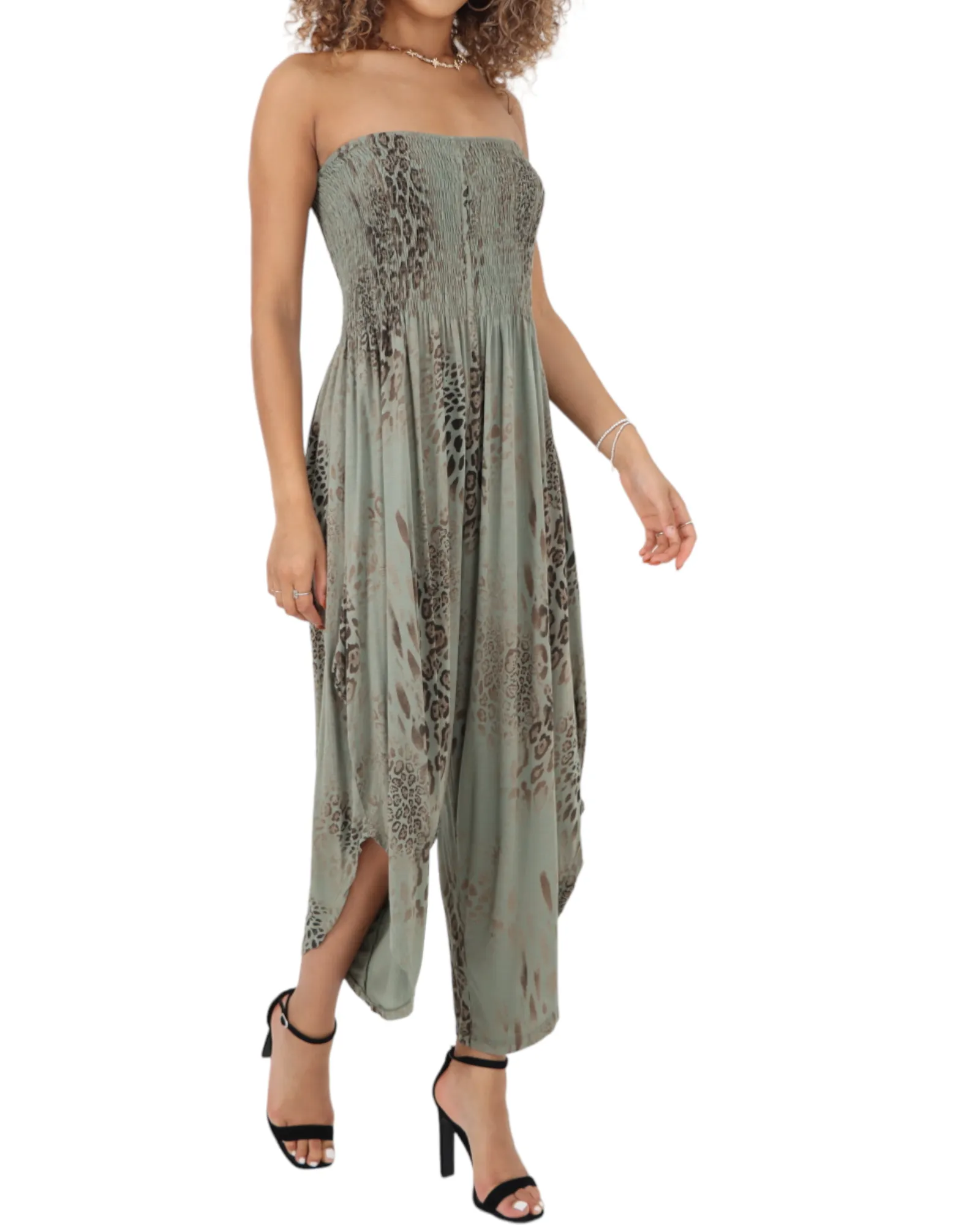 Bandeau Animal Print Jumpsuits