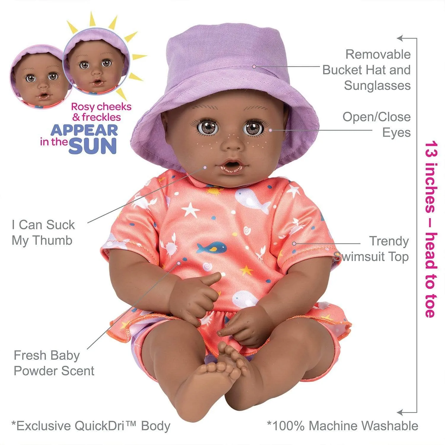 Beach Baby African American Doll  - Baby Piper