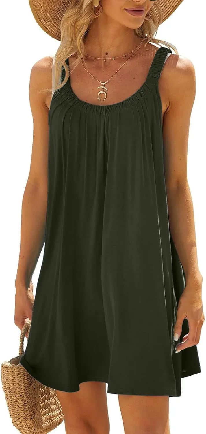 Beach Cover Ups for Women Summer Casual Swimsuit Tank Dress Sleeveless Bathing Suit Coverups Loose Sundresses